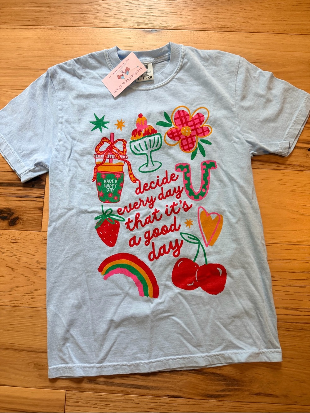 Light Blue Graphic Tee - Good Day